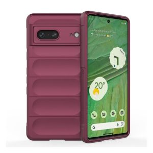 Szilikon telefonvédő (közepesen ütésálló, kamera védelem, 3D minta) BORDÓ Google Pixel 7