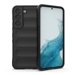   Szilikon telefonvédő (közepesen ütésálló, kamera védelem, 3D minta) FEKETE Samsung Galaxy S22 5G (SM-S901)