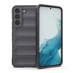   Szilikon telefonvédő (közepesen ütésálló, kamera védelem, 3D minta) SÖTÉTSZÜRKE Samsung Galaxy S22 5G (SM-S901)
