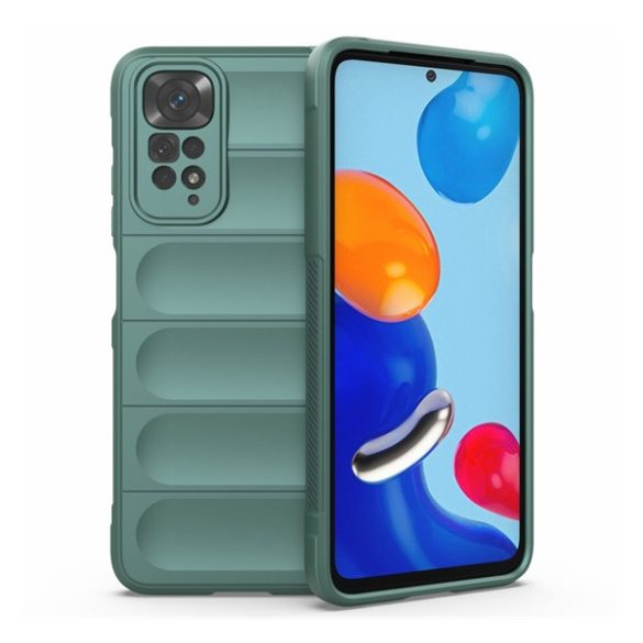 Szilikon telefonvédő (ütésállóság, kameravédő, 3D) SÖTÉTZÖLD Xiaomi Redmi Note 11 4G (Redmi Note 11S)