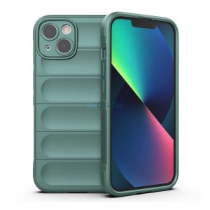 Szilikon telefonvédő (ütésállóság, kameravédő, 3D) SÖTÉTZÖLD Apple iPhone 13