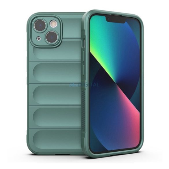 Szilikon telefonvédő (ütésállóság, kameravédő, 3D) SÖTÉTZÖLD Apple iPhone 13