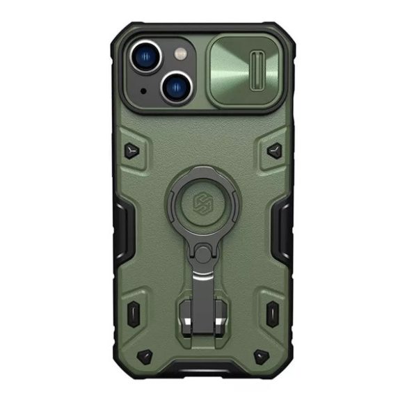 NILLKIN CAMSHIELD ARMOR PRO MAGNETIC defender műanyag telefonvédő (közepesen ütésálló, Magsafe rögzítésű) SÖTÉTZÖLD Apple iPhone 14