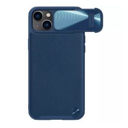   NILLKIN CAMSHIELD LEATHER műanyag telefonvédő (közepesen ütésálló, ECO bőr hatású hátlap, kamera védelem) SÖTÉTKÉK Apple iPhone 14 Plus