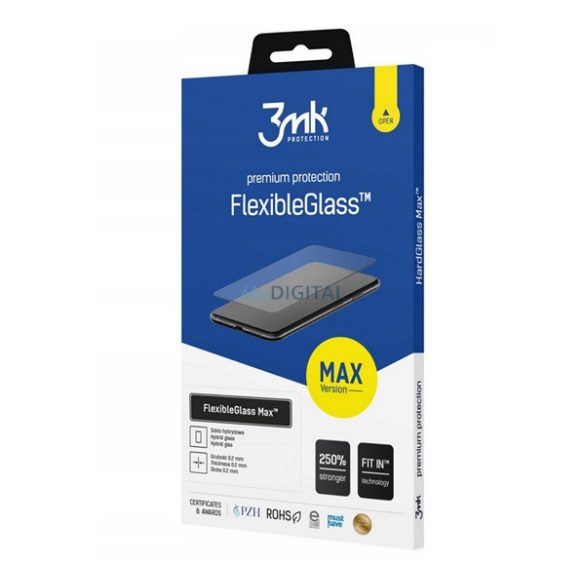 3MK FLEXIBLE GLASS MAX képernyővédő üveg (2.5D, flexibilis, lekerekített szél, ultravékony, 0.2mm, 7H) FEKETE Samsung Galaxy S21 FE (SM-G990)