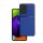 Műanyag telefonvédő (szilikon keret, közepesen ütésálló, beépített fémlemez, bőr hatású hátlap, csíkos minta) SÖTÉTKÉK Samsung Galaxy S23 (SM-S911)