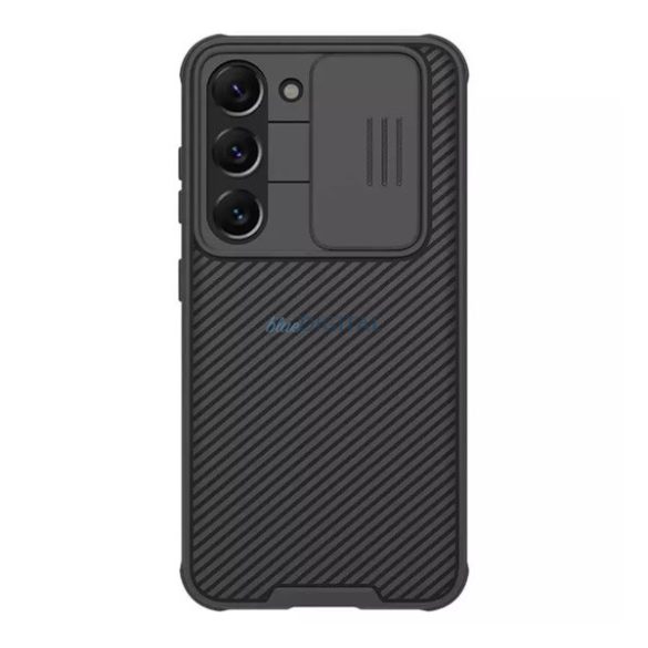 NILLKIN CAMSHIELD PRO műanyag telefonvédő (szilikon keret, közepesen ütésálló, kamera védelem, csíkos minta) FEKETE Samsung Galaxy S23 Plus (SM-S916)