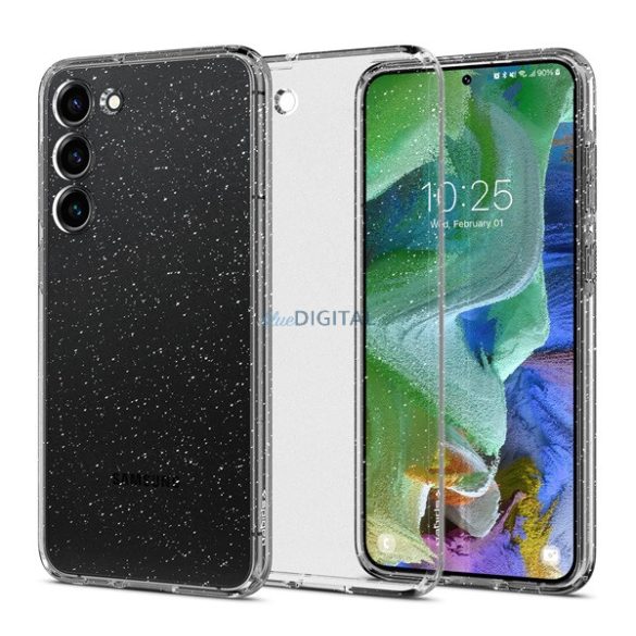 SPIGEN LIQUID CRYSTAL GLITTER szilikon telefonvédő (közepesen ütésálló, légpárnás sarok, csillámporos) ÁTLÁTSZÓ Samsung Galaxy S23 Plus (SM-S916)