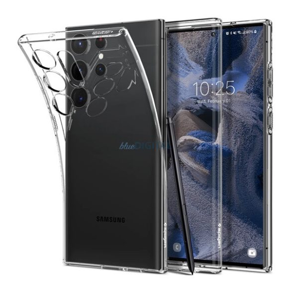 SPIGEN LIQUID CRYSTAL szilikon telefonvédő (közepesen ütésálló, légpárnás sarok) ÁTLÁTSZÓ Samsung Galaxy S23 Ultra (SM-S918)