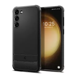   SPIGEN RUGGED ARMOR szilikon telefonvédő (közepesen ütésálló, légpárnás sarok, karbon minta) FEKETE Samsung Galaxy S23 (SM-S911)