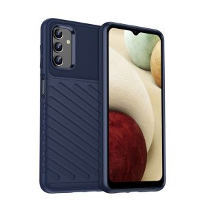 Szilikon telefonvédő (közepesen ütésálló, csíkos, dombor minta) SÖTÉTKÉK Samsung Galaxy A13 5G (SM-A136), Samsung Galaxy A04s (SM-A047F)