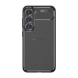 Szilikon telefonvédő (közepesen ütésálló, légpárnás sarok, karbon minta) FEKETE Samsung Galaxy S23 Plus (SM-S916)