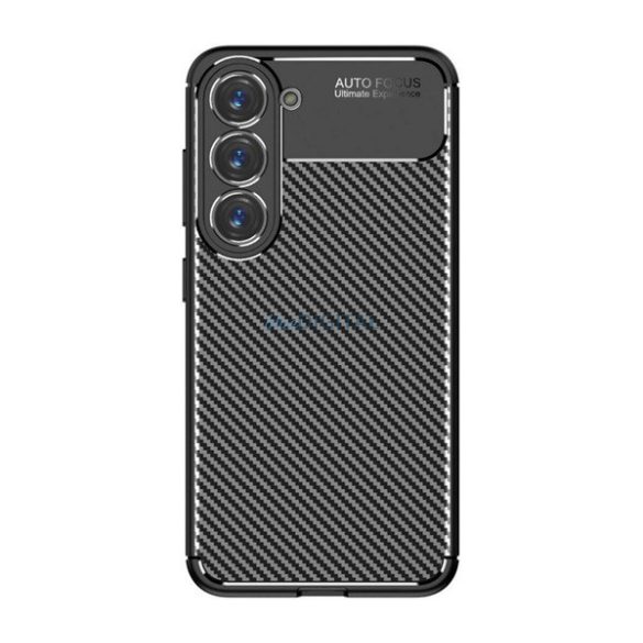 Szilikon telefonvédő (közepesen ütésálló, légpárnás sarok, karbon minta) FEKETE Samsung Galaxy S23 Plus (SM-S916)