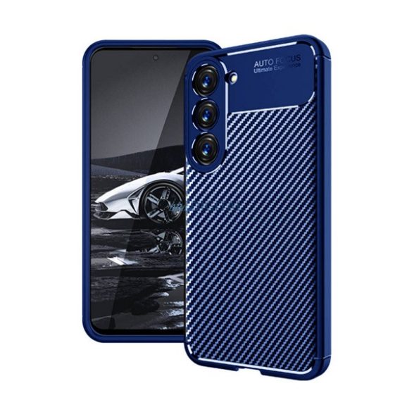 Szilikon telefonvédő (közepesen ütésálló, légpárnás sarok, karbon minta) SÖTÉTKÉK Samsung Galaxy S23 Plus (SM-S916)