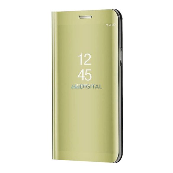 Tok álló (aktív FLIP, oldalra nyíló, asztali tartó funkció, tükrös felület, Mirror View Case) ARANY Samsung Galaxy S23 (SM-S911)