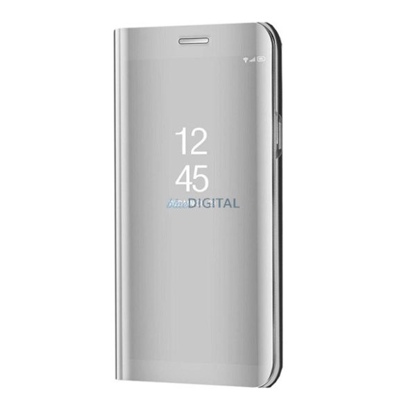 Tok álló (aktív FLIP, oldalra nyíló, asztali tartó funkció, tükrös felület, Mirror View Case) EZÜST Samsung Galaxy S23 (SM-S911)