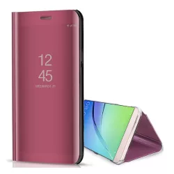   Tok álló (aktív FLIP, oldalra nyíló, asztali tartó funkció, tükrös felület, Mirror View Case) RÓZSASZÍN Samsung Galaxy S23 (SM-S911)