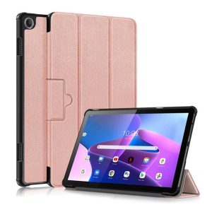 Tok álló, bőr hatású (aktív FLIP, oldalra nyíló, TRIFOLD, asztali tartó) ROZÉARANY Lenovo Tab M10 (TB-328)