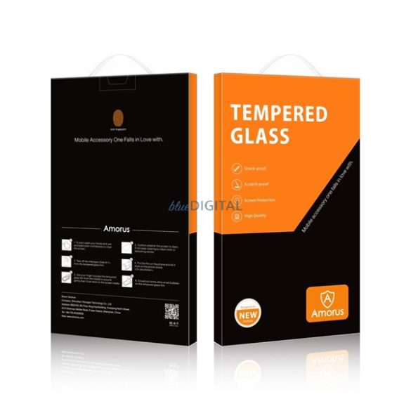 AMORUS képernyővédő üveg (3D full cover, full glue, teljes felületén tapad, extra karcálló, 0.3mm, 9H) FEKETE Realme GT Neo 3T