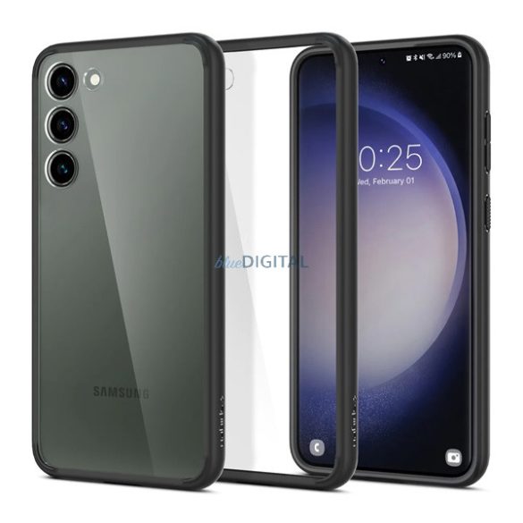 SPIGEN ULTRA HYBRID műanyag telefonvédő (közepesen ütésálló, szilikon légpárnás keret) FEKETE Samsung Galaxy S23 Plus (SM-S916)