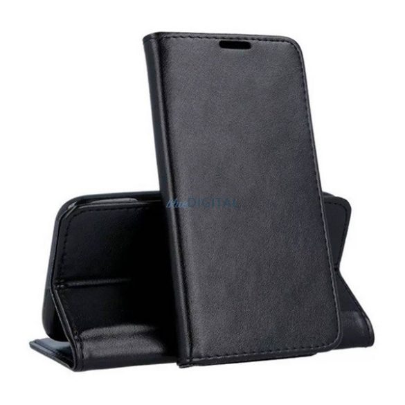 Tok álló, bőr hatású (FLIP, oldalra nyíló, asztali tartó funkció) FEKETE Samsung Galaxy A14 5G (SM-A146), Samsung Galaxy A14 4G (SM-A145)
