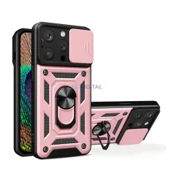  Defender műanyag telefonvédő (közepesen ütésálló, szilikon belső, telefontartó gyűrű, kamera védelem) ROZÉARANY Apple iPhone 14 Pro