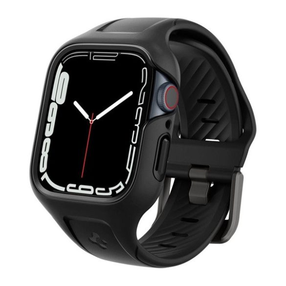 SPIGEN LIQUID AIR PRO szilikon óra keret (szilikon szíj, ütésállóság) FEKETE Apple Watch Series 7 45mm, Apple Watch Series 8 45mm