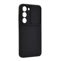   Szilikon telefonvédő (matt, mikrofiber plüss belső, kamera védelem) FEKETE Samsung Galaxy S23 (SM-S911)