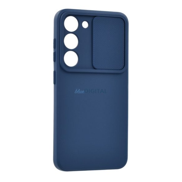 Szilikon telefonvédő (matt, mikrofiber plüss belső, kamera védelem) SÖTÉTKÉK Samsung Galaxy S23 (SM-S911)