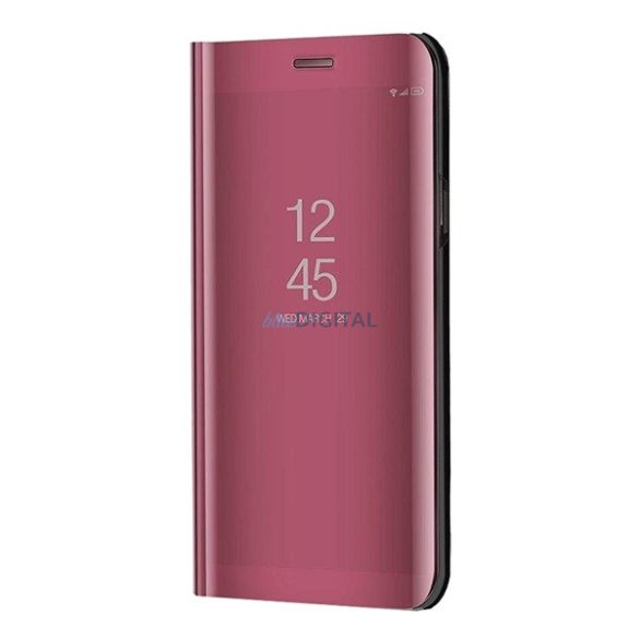 Tok álló (aktív FLIP, oldalra nyíló, asztali tartó funkció, tükrös felület, Mirror View Case) RÓZSASZÍN Samsung Galaxy S23 Ultra (SM-S918)