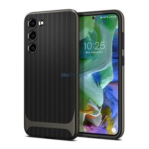 SPIGEN NEO HYBRID szilikon telefonvédő (közepesen ütésálló, műanyag keret, légpárnás sarok, rács minta) FEKETE Samsung Galaxy S23 Plus (SM-S916)