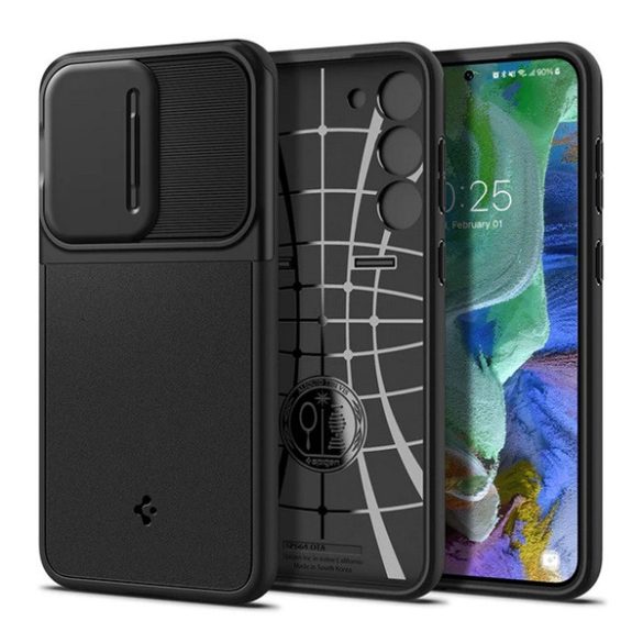 SPIGEN OPTIK ARMOR műanyag telefonvédő (szilikon keret, kamera védelem) FEKETE Samsung Galaxy S23 Plus (SM-S916)