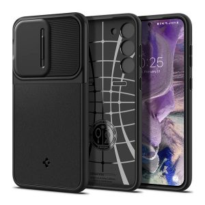 SPIGEN OPTIK ARMOR műanyag telefonvédő (szilikon keret, kamera védelem) FEKETE Samsung Galaxy S23 (SM-S911)