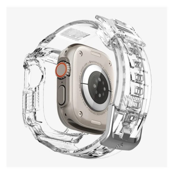 SPIGEN RUGGED ARMOR PRO pótszíj (egyedi méret, szilikon, ütésállóság + szilikon keret) ÁTLÁTSZÓ Apple Watch Ultra 49mm