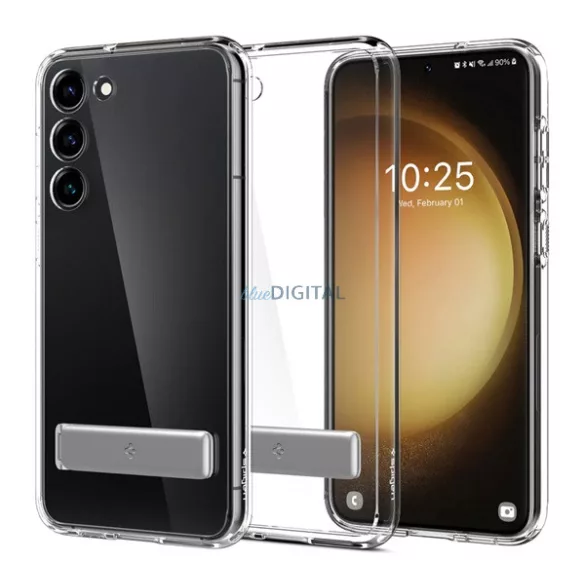 SPIGEN ULTRA HYBRID S műanyag telefonvédő (ütésállóság, légpárnás keret, kitámasztó) ÁTLÁTSZÓ Samsung Galaxy S23 (SM-S911)