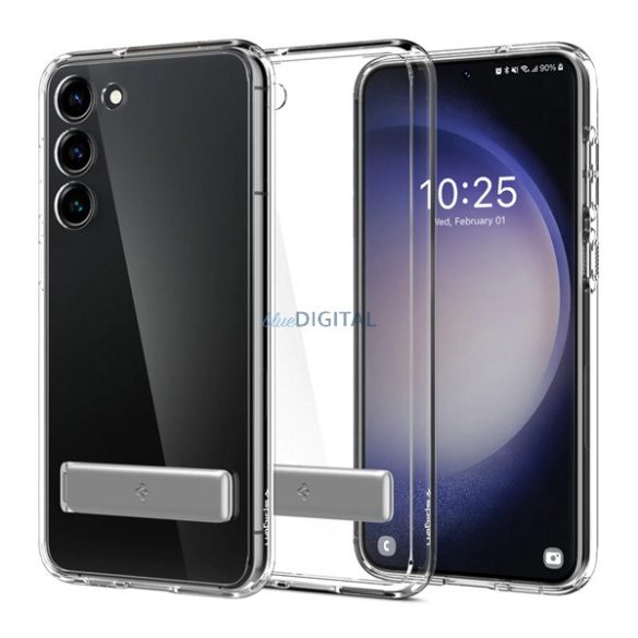 SPIGEN ULTRA HYBRID S műanyag telefonvédő (közepesen ütésálló, szilikon légpárnás keret, kitámasztó) ÁTLÁTSZÓ Samsung Galaxy S23 Plus (SM-S916)