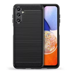   Szilikon telefonvédő (közepesen ütésálló, légpárnás sarok, szálcsiszolt, karbon minta) FEKETE Samsung Galaxy A34 5G (SM-A346)