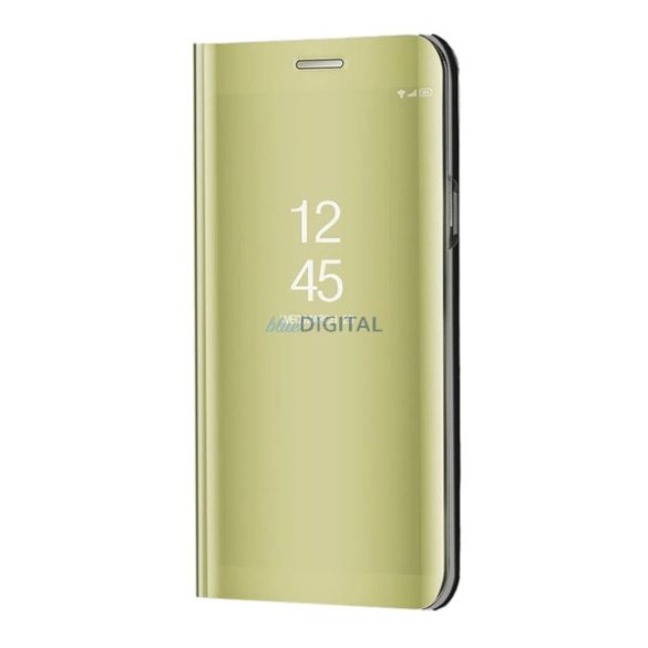Tok álló (aktív FLIP, oldalra nyíló, asztali tartó funkció, tükrös felület, Mirror View Case) ARANY Samsung Galaxy S23 Plus (SM-S916)