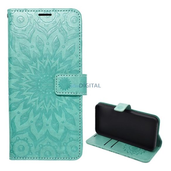 Tok álló, bőr hatású (FLIP, oldalra nyíló, asztali tartó, kézpánt, mandala) CYAN Samsung Galaxy A53 5G (SM-A536)