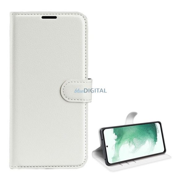 Tok álló, bőr hatású (FLIP, oldalra nyíló, asztali tartó funkció, prémium) FEHÉR Samsung Galaxy S23 Plus (SM-S916)