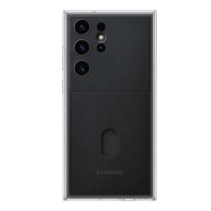 SAMSUNG műanyag telefonvédő (közepesen ütésálló, cserélhető átlátszó + bankkártya tartó hátlap) FEKETE Samsung Galaxy S23 Ultra (SM-S918)