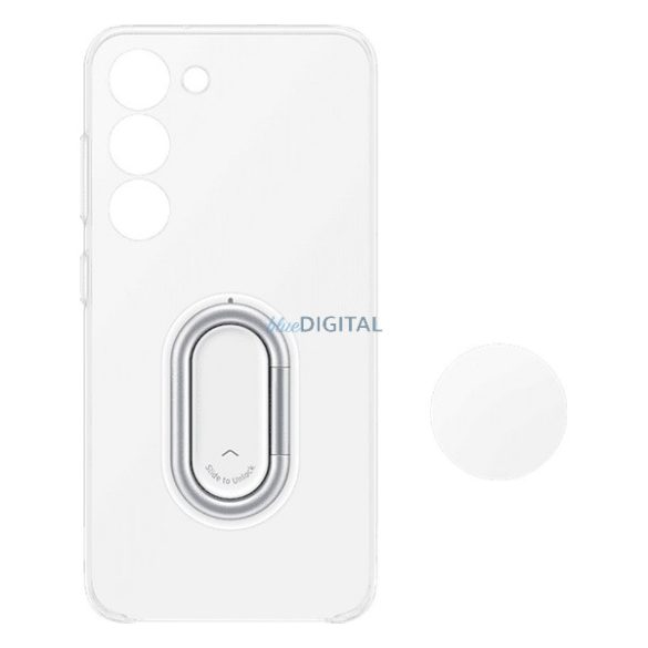 SAMSUNG műanyag telefonvédő (ultravékony, telefontartó gyűrű, kitámasztó) ÁTLÁTSZÓ Samsung Galaxy S23 (SM-S911)