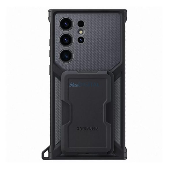 SAMSUNG műanyag telefonvédő (közepesen ütésálló, dupla rétegű, gumírozott, asztali tartó funkció) TITÁN Samsung Galaxy S23 Ultra (SM-S918)