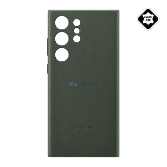 SAMSUNG műanyag telefonvédő (valódi bőr hátlap) ZÖLD Samsung Galaxy S23 Ultra (SM-S918)