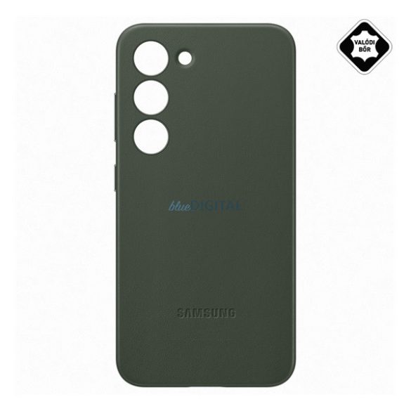 SAMSUNG műanyag telefonvédő (valódi bőr hátlap) ZÖLD Samsung Galaxy S23 (SM-S911)
