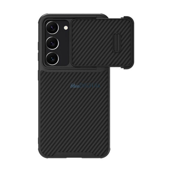 NILLKIN SYNTHETIC FIBER S műanyag telefonvédő (környezetbarát, kamera védelem, karbon minta) FEKETE Samsung Galaxy S23 Plus (SM-S916)