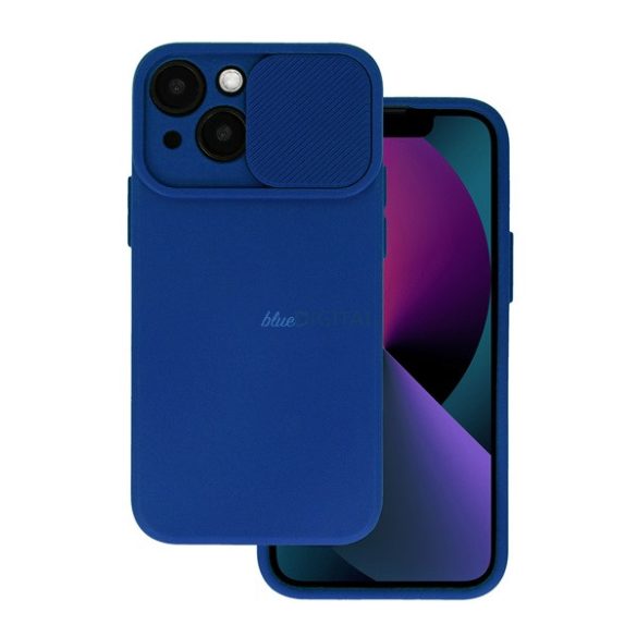 Szilikon telefonvédő (matt, mikrofiber plüss belső, kamera védelem) SÖTÉTKÉK Samsung Galaxy A14 5G (SM-A146), Samsung Galaxy A14 4G (SM-A145)