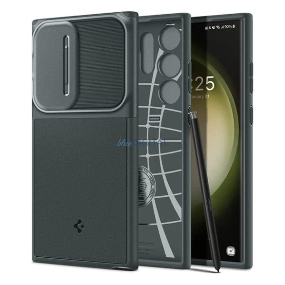 SPIGEN OPTIK ARMOR műanyag telefonvédő (szilikon keret, kamera védelem) SÖTÉTZÖLD Samsung Galaxy S23 Ultra (SM-S918)