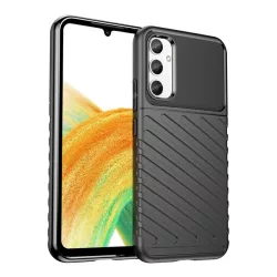   Szilikon telefonvédő (közepesen ütésálló, csíkos, dombor minta) FEKETE Samsung Galaxy A34 5G (SM-A346)