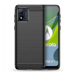   Szilikon telefonvédő (közepesen ütésálló, légpárnás sarok, szálcsiszolt, karbon minta) FEKETE Motorola Moto E13